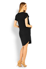 Asymmetry Charm gravidkjole - PeeKaBoo til dame fra MS StyleHaven, laget av Elastan; Bomull, farge Svart, størrelse XXL, med other; cap; short ermer, perfekt til casual; dress