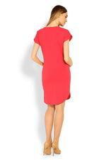 Asymmetry Charm gravidkjole - PeeKaBoo til dame fra MS StyleHaven, laget av Elastan; Bomull, farge Rød, størrelse XXL, med other; cap; short ermer, perfekt til casual; dress