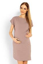 Asymmetry Charm gravidkjole - PeeKaBoo til dame fra MS StyleHaven, laget av Elastan; Bomull, farge beige, størrelse S/M, med other; cap; short ermer, perfekt til casual; dress