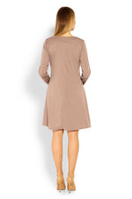 Trapesformet fødselskjole fra PeeKaBoo til dame fra MS StyleHaven, laget av polyester; Viskose, farge beige 2, størrelse XXL, med long ermer, perfekt til casual; dress