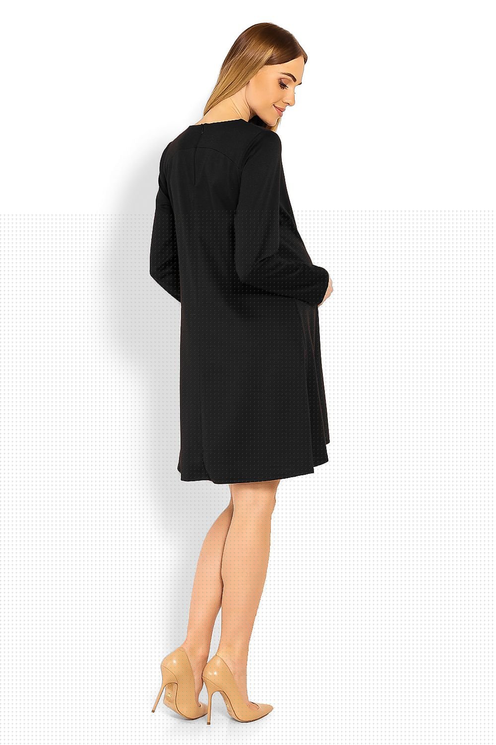 Trapesformet fødselskjole fra PeeKaBoo til dame fra MS StyleHaven, laget av polyester; Viskose, farge Svart, størrelse XXL, med long ermer, perfekt til casual; dress