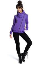 Sporty Genser med høy krage - BeWear til dame fra MS StyleHaven, laget av Bomull, farge Fiolett, størrelse M, med long ermer, perfekt til dress