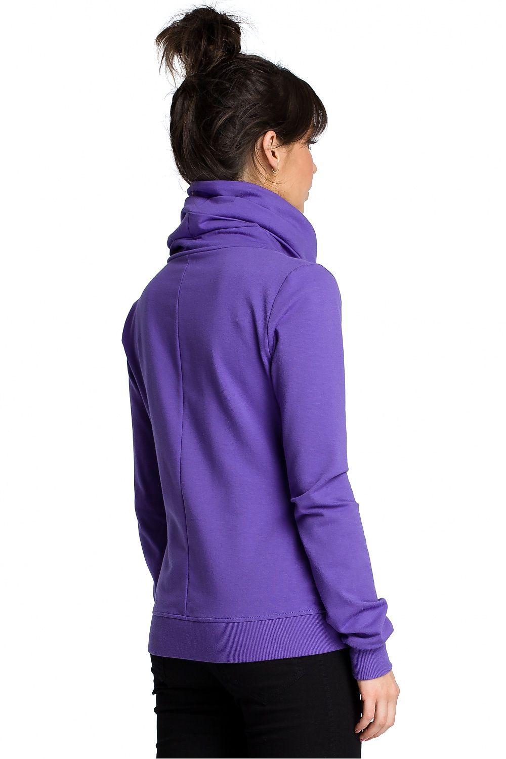 Sporty Genser med høy krage - BeWear til dame fra MS StyleHaven, laget av Bomull, farge Fiolett, størrelse L, med long ermer, perfekt til dress