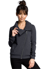 Sporty Genser med høy krage - BeWear til dame fra MS StyleHaven, laget av Bomull, farge Fiolett, størrelse XL, med long ermer, perfekt til dress