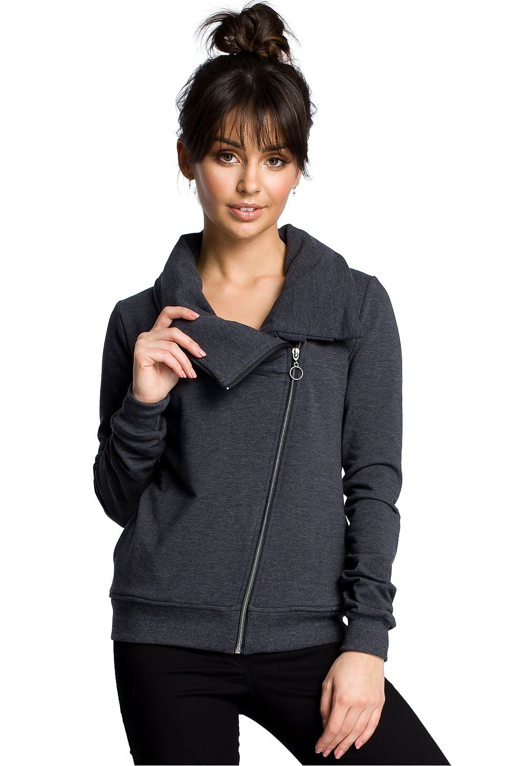 Sporty Genser med høy krage - BeWear til dame fra MS StyleHaven, laget av Bomull, farge Fiolett, størrelse XL, med long ermer, perfekt til dress