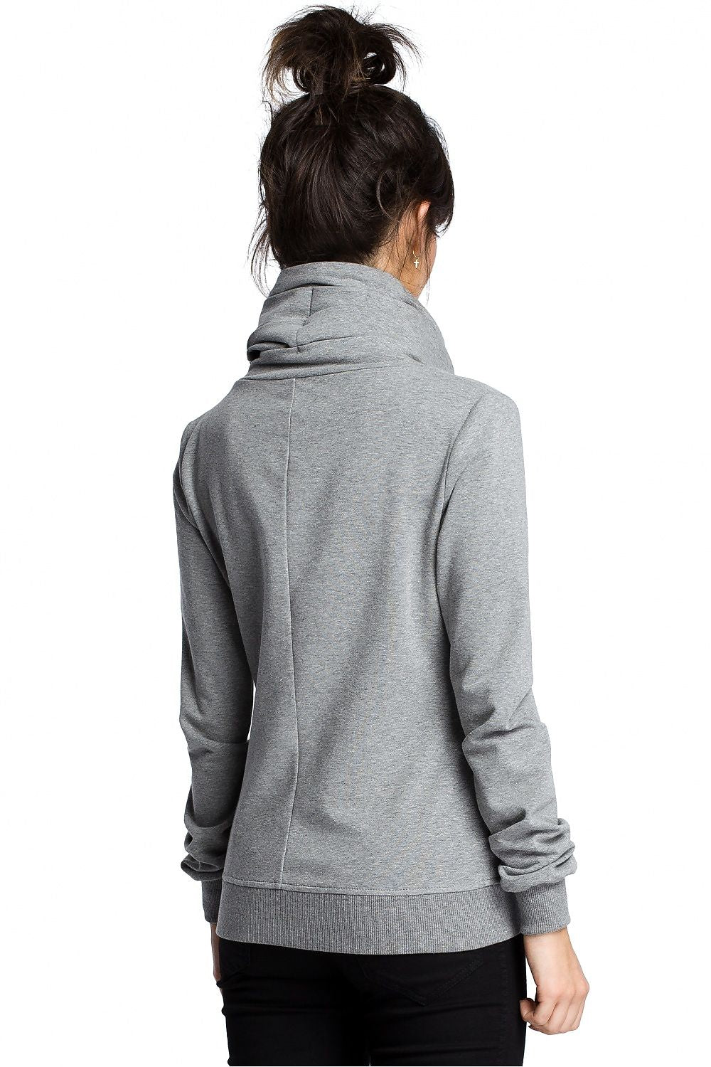 Sporty Genser med høy krage - BeWear til dame fra MS StyleHaven, laget av Bomull, farge Fiolett 2, størrelse M, med long ermer, perfekt til dress