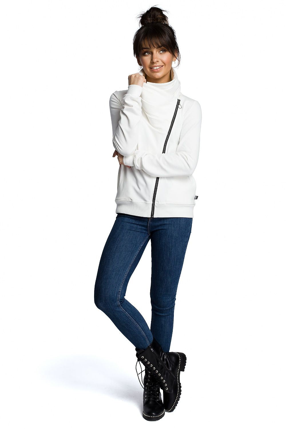Sporty Genser med høy krage - BeWear til dame fra MS StyleHaven, laget av Bomull, farge Fiolett 2, størrelse XL, med long ermer, perfekt til dress