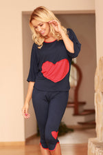 Harmonia Heart Pyjamas av Kalimo til dame fra MS StyleHaven, laget av Viskose; Elastan, farge Svart, størrelse XL, med short; cap ermer, perfekt til casual; dress