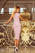 Midi-cocktailkjole fra Numoco – asymmetrisk baskisk design for flatterende passform til dame fra MS StyleHaven, laget av polyester, farge Fiolett, størrelse L, med short ermer, perfekt til casual; dress