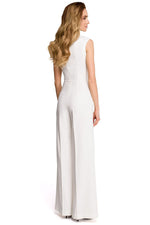 Jumpsuit Stylove til dame fra MS StyleHaven, laget av polyester, farge beige, størrelse M, med sleeveless ermer, perfekt til dress