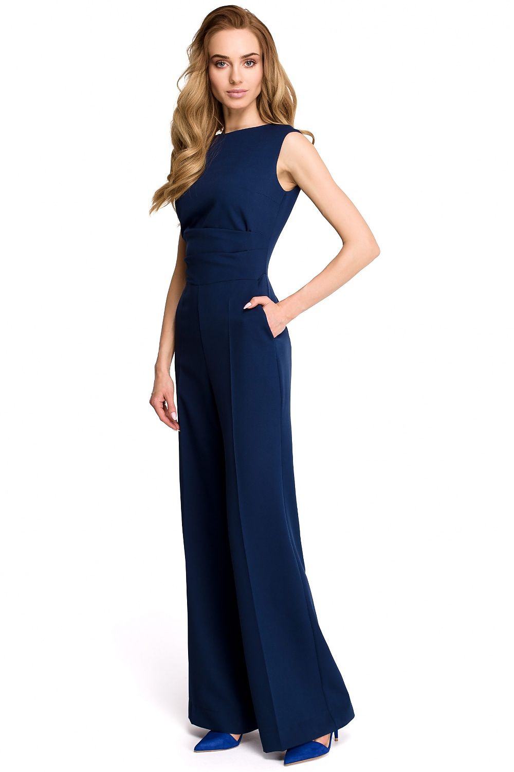 Jumpsuit Stylove til dame fra MS StyleHaven, laget av polyester, farge beige, størrelse L, med sleeveless ermer, perfekt til dress