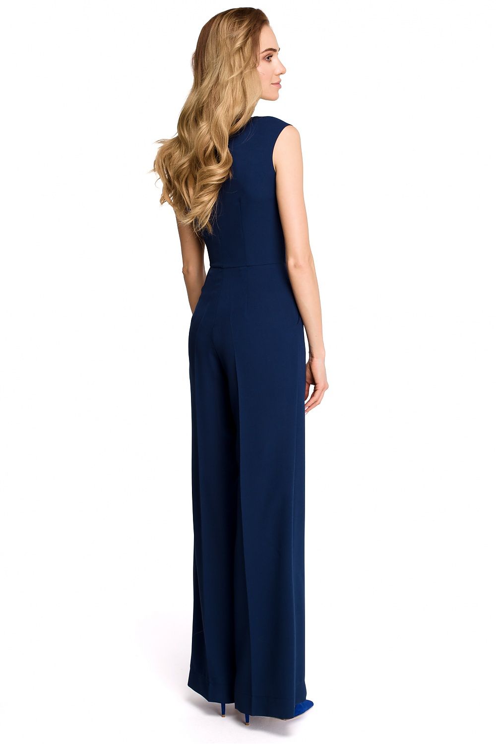 Jumpsuit Stylove til dame fra MS StyleHaven, laget av polyester, farge beige, størrelse XL, med sleeveless ermer, perfekt til dress