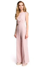 Jumpsuit Stylove til dame fra MS StyleHaven, laget av polyester, farge beige, størrelse XXL, med sleeveless ermer, perfekt til dress