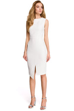 Dagkjole Stylove til dame fra MS StyleHaven, laget av polyester, farge beige, størrelse s, med sleeveless ermer, midi lengde, kjolestil a-line; babydoll, perfekt til dress