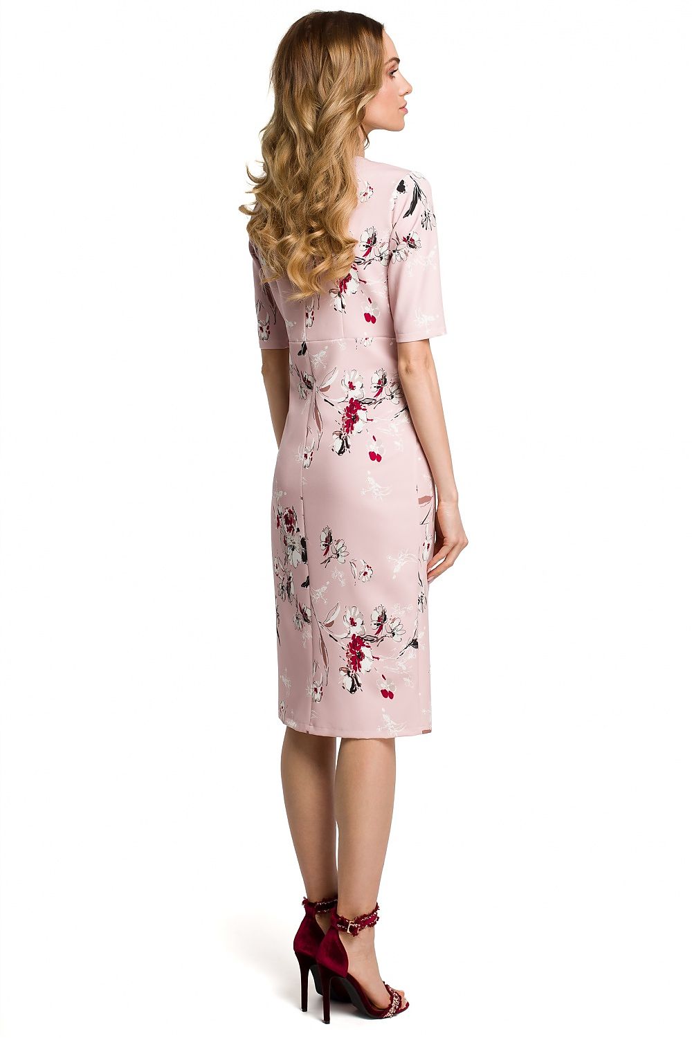 Klassisk Dagkjole Moe til dame fra MS StyleHaven, laget av polyester, farge Rosa, størrelse M, med short ermer, perfekt til casual; dress