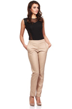 Tubebukser i Øko-skinn til dame fra MS StyleHaven, laget av polyester; faux-leather, farge beige, størrelse M, med sleeveless ermer, perfekt til casual; dress