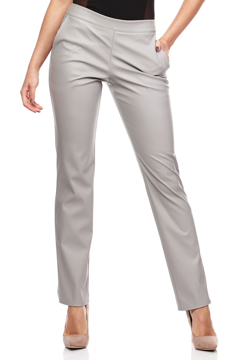 Tubebukser i Øko-skinn til dame fra MS StyleHaven, laget av polyester; faux-leather, farge Svart, størrelse L, med sleeveless ermer, perfekt til casual; dress