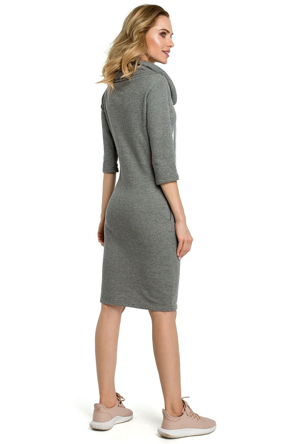 Strikke Dagkjole Moe til dame fra MS StyleHaven, laget av Bomull; polyester, farge Grå, størrelse M, med 45720 ermer, perfekt til casual; dress