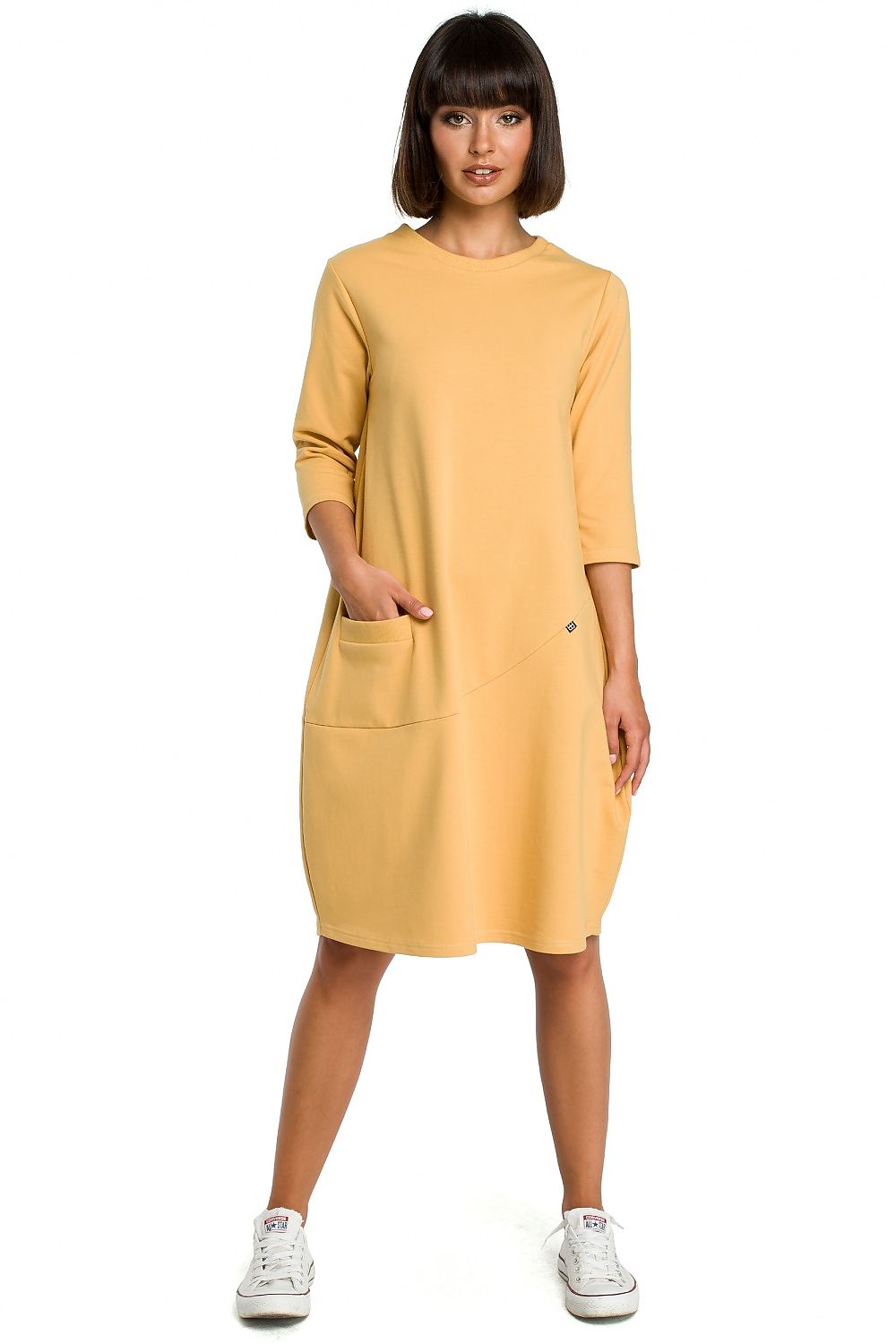 Dagskjole BeWear til dame fra MS StyleHaven, laget av polyester, farge Svart, størrelse XXL, med long ermer, perfekt til dress