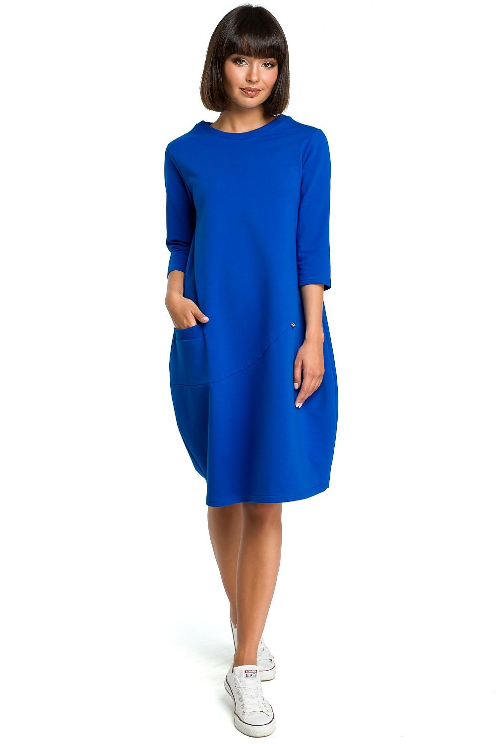 Dagskjole BeWear til dame fra MS StyleHaven, laget av polyester, farge Grå, størrelse M, med long ermer, perfekt til dress