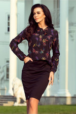Business bluse til dame fra MS StyleHaven, laget av polyester, farge Svart, størrelse XS, med long ermer, perfekt til casual; dress