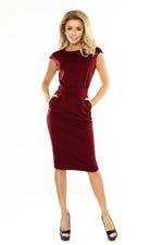 SARA Midi-kjole fra Numoco – flatterende høymodell med lommer til dame fra MS StyleHaven, laget av polyester, farge Grønn, størrelse S, med short; sleeveless ermer, perfekt til casual; dress