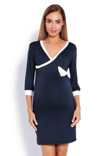 Elegant Touch Nattskjorte til gravide - PeeKaBoo til dame fra MS StyleHaven, laget av Viskose; Elastan, farge Marineblå, størrelse S/M, med long; cap ermer, perfekt til casual; dress