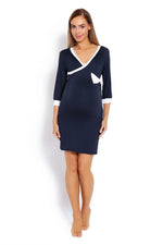 Elegant Touch Nattskjorte til gravide - PeeKaBoo til dame fra MS StyleHaven, laget av Viskose; Elastan, farge Marineblå, størrelse L/XL, med long; cap ermer, perfekt til casual; dress