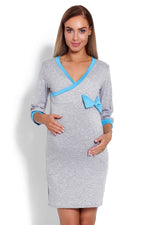 Elegant Touch Nattskjorte til gravide - PeeKaBoo til dame fra MS StyleHaven, laget av Viskose; Elastan, farge Grå, størrelse S/M, med long; cap ermer, perfekt til casual; dress