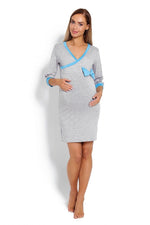 Elegant Touch Nattskjorte til gravide - PeeKaBoo til dame fra MS StyleHaven, laget av Viskose; Elastan, farge Grå, størrelse L/XL, med long; cap ermer, perfekt til casual; dress
