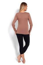Maternity & Nursing Pyjamas - PeeKaBoo til dame fra MS StyleHaven, laget av Viskose; Elastan, farge beige, størrelse XXL, med long; cap ermer, perfekt til casual; dress