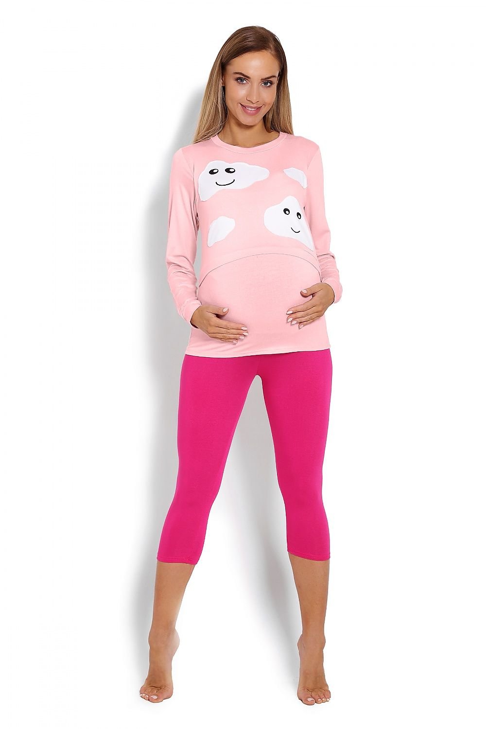 Maternity & Nursing Pyjamas - PeeKaBoo til dame fra MS StyleHaven, laget av Viskose; Elastan, farge Rosa, størrelse L/XL, med long; cap ermer, perfekt til casual; dress