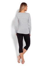 Maternity & Nursing Pyjamas - PeeKaBoo til dame fra MS StyleHaven, laget av Viskose; Elastan, farge Grå, størrelse XXL, med long; cap ermer, perfekt til casual; dress