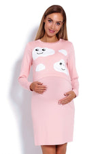 Cloudy Nattskjorte til gravide - PeeKaBoo til dame fra MS StyleHaven, laget av Viskose; Elastan, farge Rosa, størrelse S/M, med long; cap ermer, perfekt til casual; dress