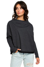 Løstsittende drapert genser - BeWear til dame fra MS StyleHaven, laget av Bomull, farge Grå 2, størrelse S/M, med long ermer, perfekt til dress