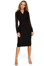 Cocktailkjole Stylove til dame fra MS StyleHaven, laget av Viskose; polyester, farge Marineblå, størrelse M, med long ermer, perfekt til dress