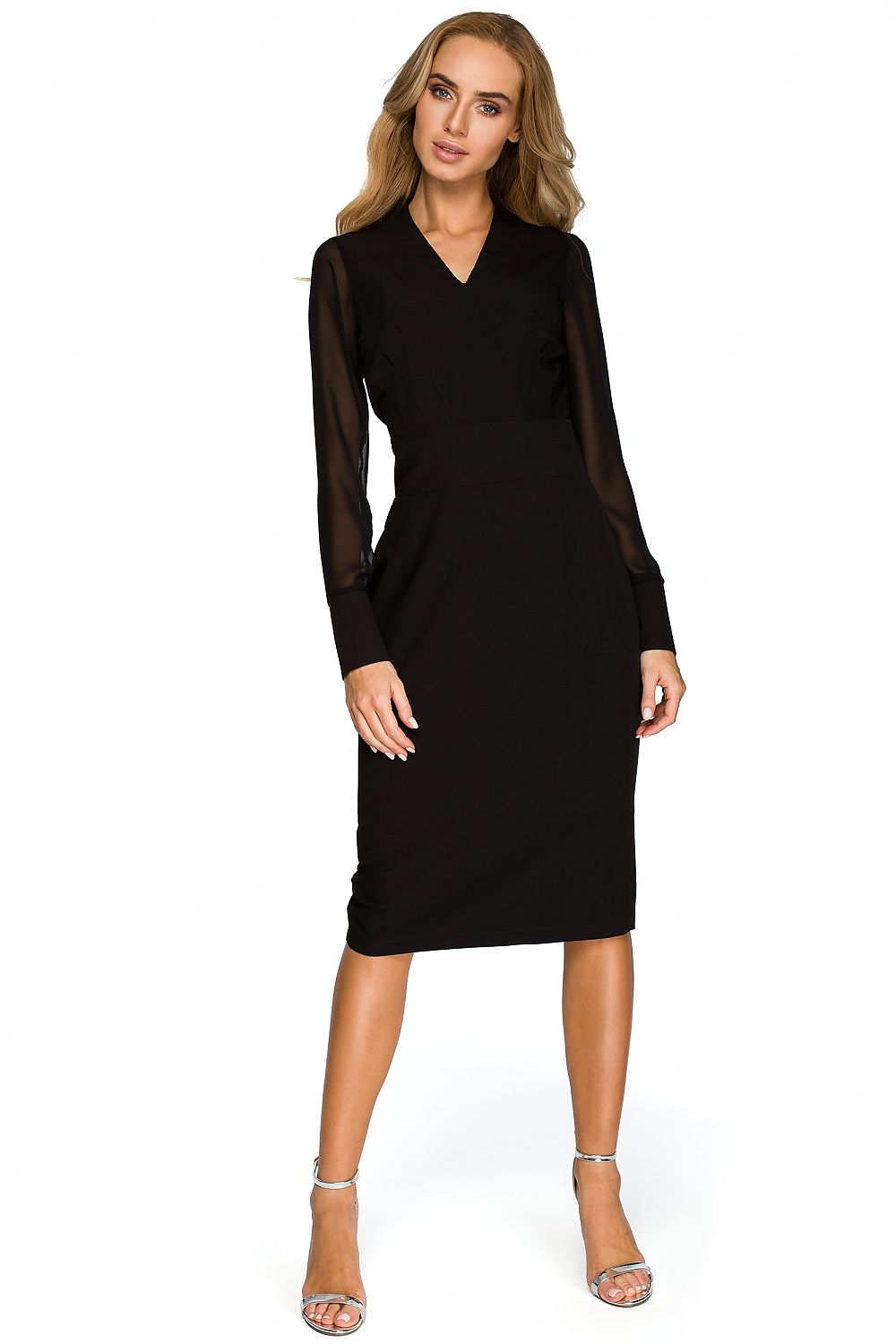 Cocktailkjole Stylove til dame fra MS StyleHaven, laget av Viskose; polyester, farge Marineblå, størrelse M, med long ermer, perfekt til dress