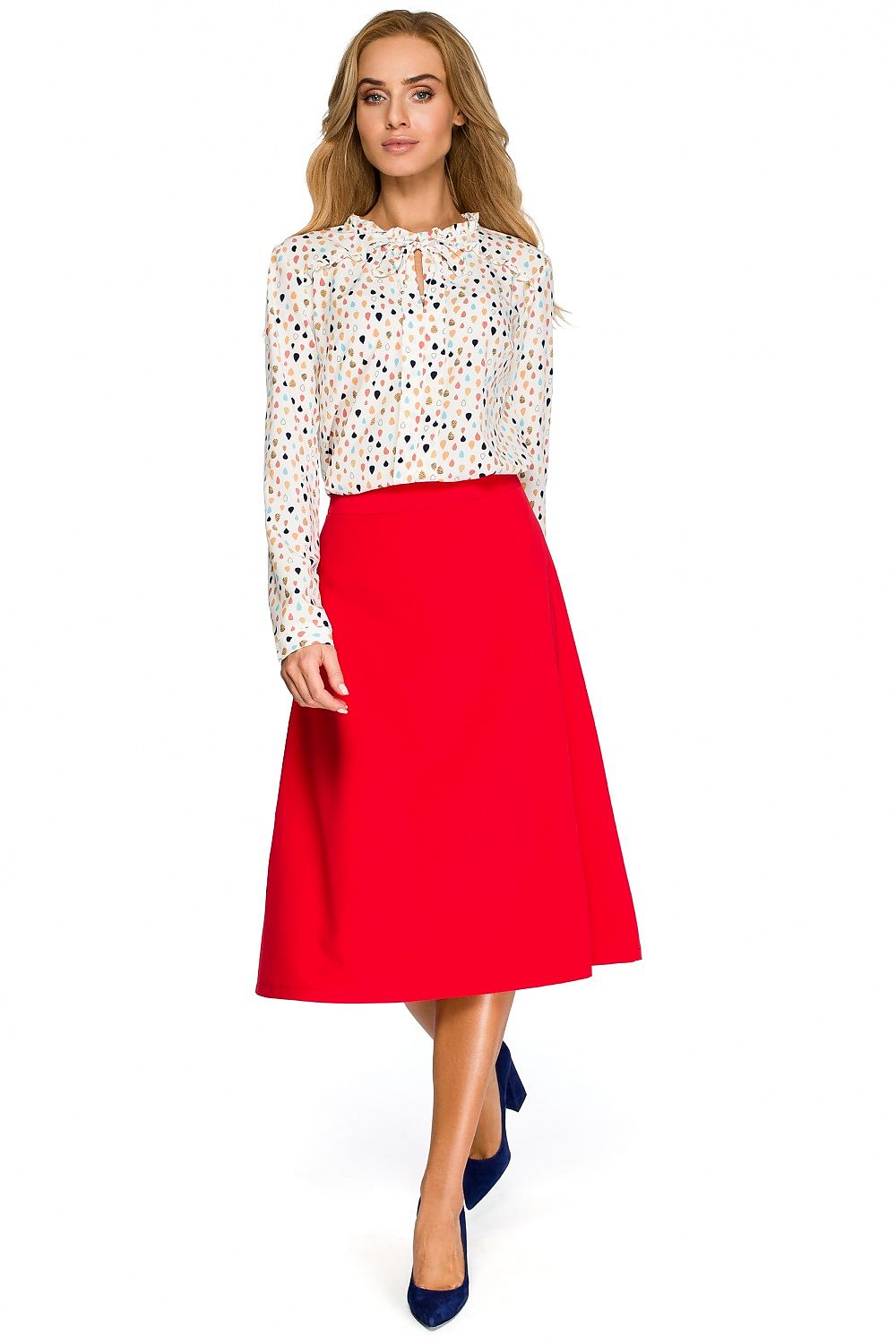 Skjørt Stylove til dame fra MS StyleHaven, laget av Viskose; polyester, farge Rød, størrelse s, med long ermer, midi; knee-1 lengde, perfekt til dress