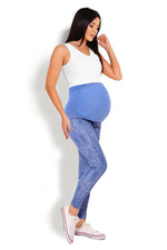 Gravid Leggings fra PeeKaBoo til dame fra MS StyleHaven, laget av polyester; Viskose, farge Blå 2, størrelse S/M, med long; cap ermer, perfekt til casual; dress