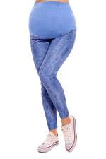 Gravid Leggings fra PeeKaBoo til dame fra MS StyleHaven, laget av polyester; Viskose, farge Blå, størrelse L/XL, med long; cap ermer, perfekt til casual; dress