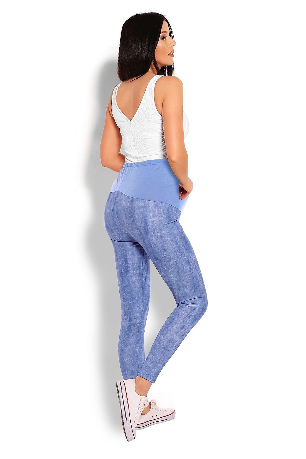 Gravid Leggings fra PeeKaBoo til dame fra MS StyleHaven, laget av polyester; Viskose, farge Blå, størrelse XXL, med long; cap ermer, perfekt til casual; dress