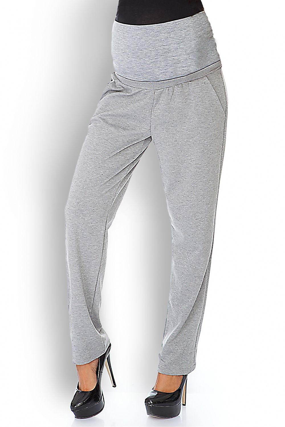 Comfort Maternity Pants fra PeeKaBoo til dame fra MS StyleHaven, laget av Viskose; Elastan; polyester, farge Grå, størrelse L/XL, med sleeveless ermer, perfekt til casual; dress