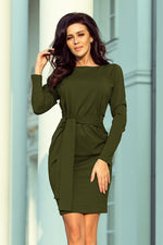 Kjole med bredt belte - Limited Edition til dame fra MS StyleHaven, laget av Bomull, farge Rød, størrelse M, med long; 3-4 ermer, perfekt til casual; dress