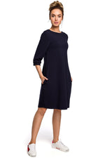 Løs Dagkjole Moe til dame fra MS StyleHaven, laget av Bomull, farge beige, størrelse L, med 45720 ermer, perfekt til casual; dress