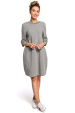 Løs Dagkjole Moe til dame fra MS StyleHaven, laget av Bomull, farge beige, størrelse XXL, med 45720 ermer, perfekt til casual; dress