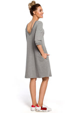 Løs Dagkjole Moe til dame fra MS StyleHaven, laget av Bomull, farge Marineblå, størrelse s, med 45720 ermer, perfekt til casual; dress