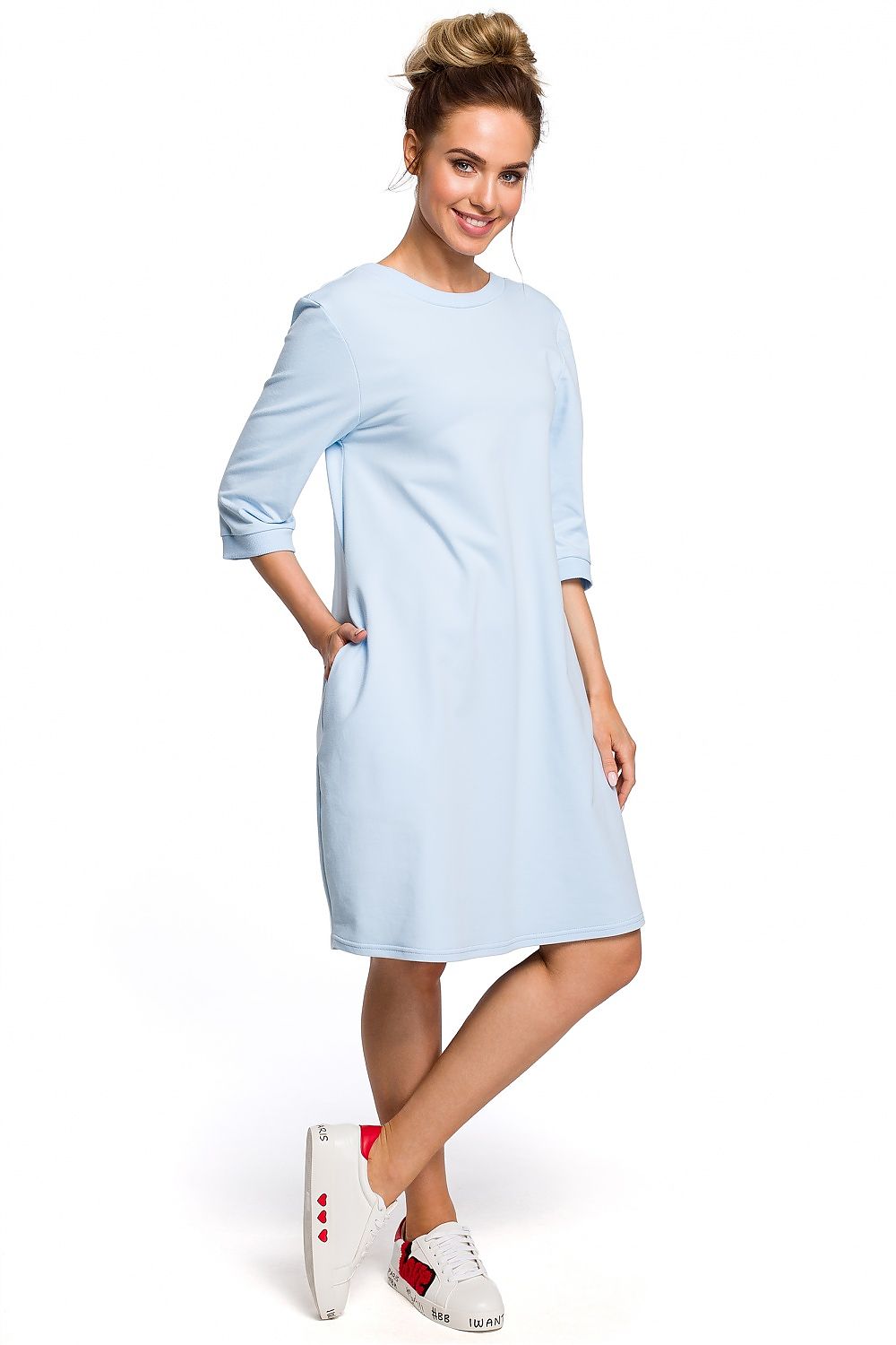 Løs Dagkjole Moe til dame fra MS StyleHaven, laget av Bomull, farge Marineblå, størrelse M, med 45720 ermer, perfekt til casual; dress