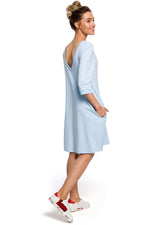 Løs Dagkjole Moe til dame fra MS StyleHaven, laget av Bomull, farge Marineblå, størrelse L, med 45720 ermer, perfekt til casual; dress