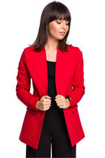 Stretch Bomullsstrikket Blazer / BeWear til dame fra MS StyleHaven, laget av Bomull, farge Rød, størrelse s, med long ermer, perfekt til dress