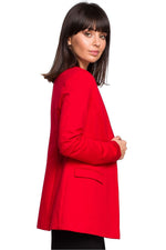 Stretch Bomullsstrikket Blazer / BeWear til dame fra MS StyleHaven, laget av Bomull, farge Rød, størrelse L, med long ermer, perfekt til dress